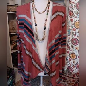 Kimono , open cardigan orange horizontal stripes , large,  NWT , lularoe